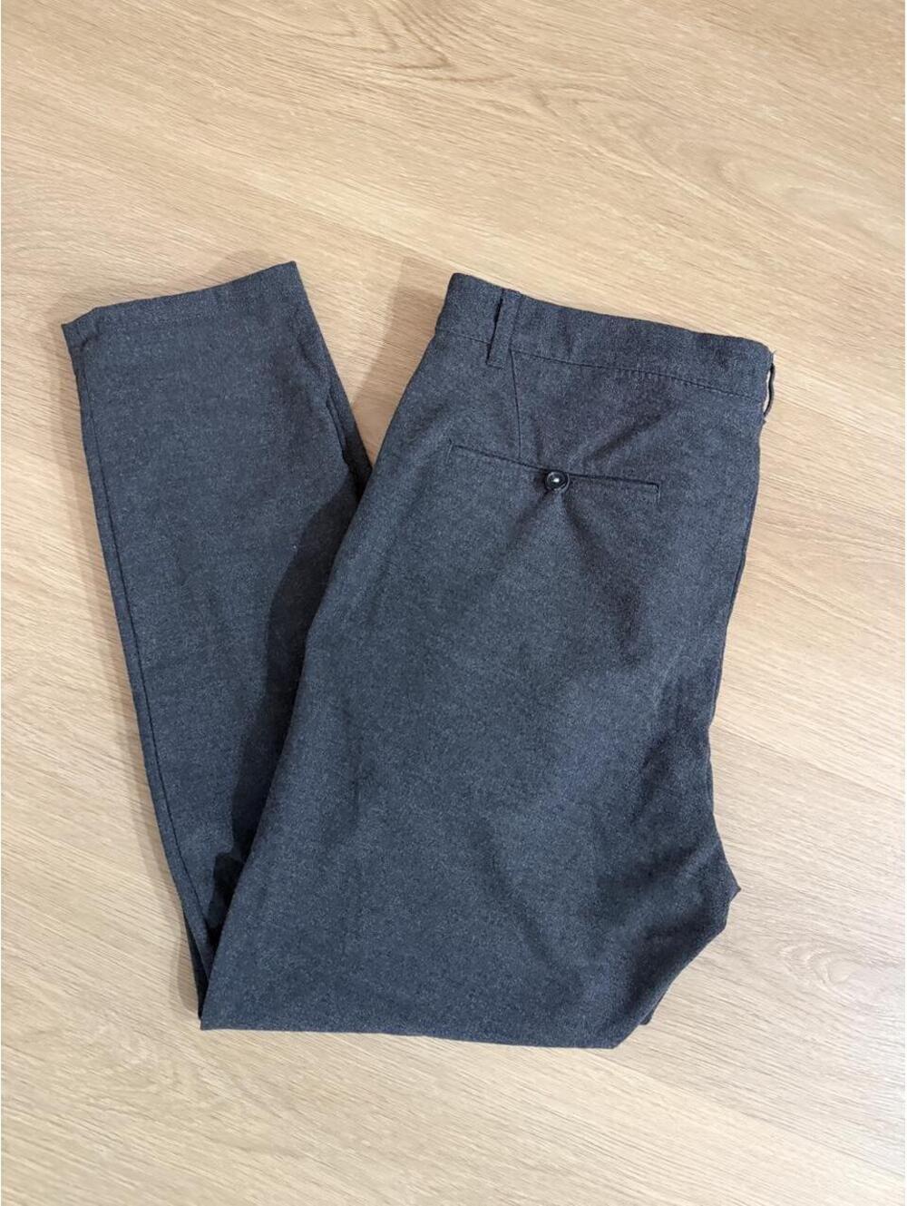 Zara Men’s Textured Straight-Leg Dress Trousers Charcoal Gray Size 34